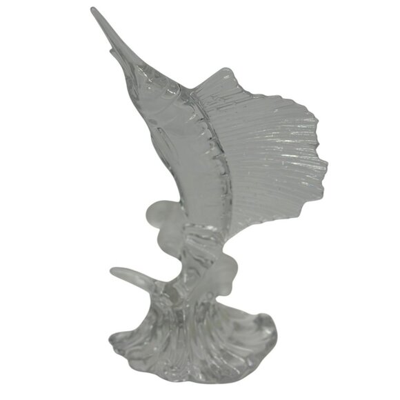 VTG Lenox Fine Crystal Clear Swordfish Sculpture Water Dance Collection 8.5" - Picture 1 of 6